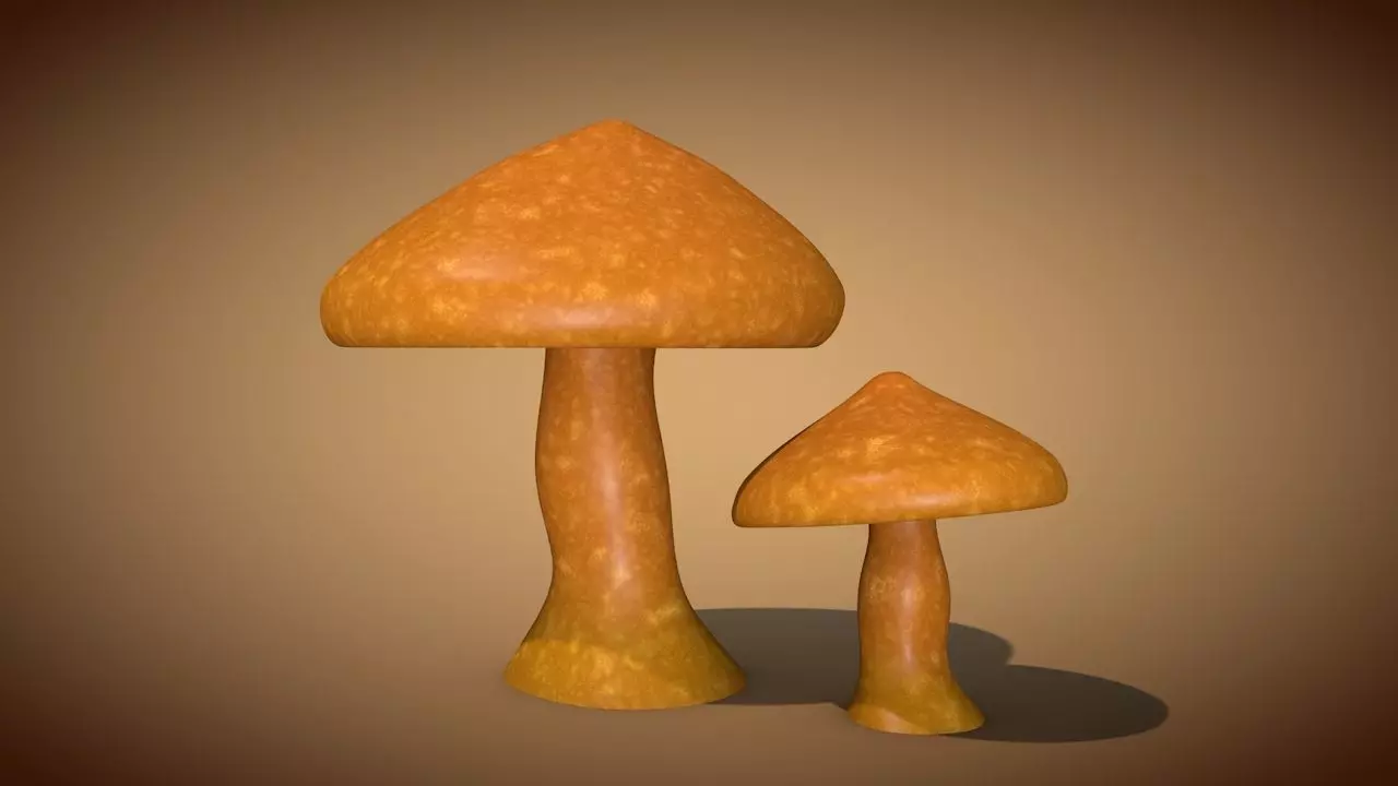 Mushroom 1 two mushrooms Low-poly 3D model_0