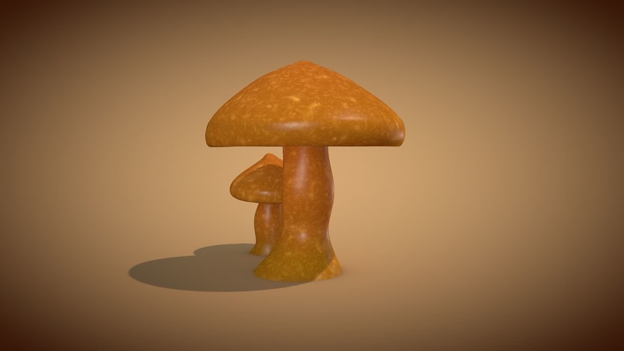 Mushroom 1 two mushrooms Low-poly 3D model_4