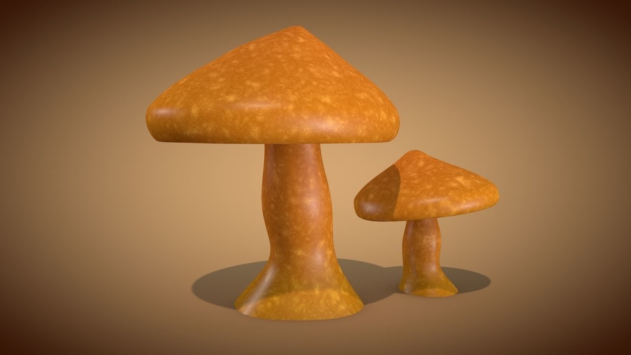 Mushroom 1 two mushrooms Low-poly 3D model_5