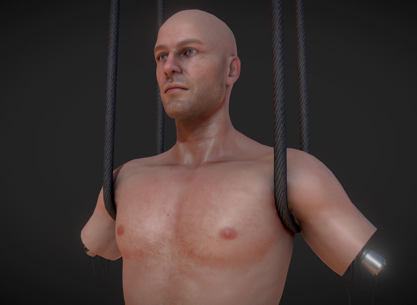 half robot Low-poly 3D model_3