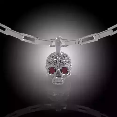 Stylish Skull Necklace -Firenze Collection- Pendant Clasp Chain