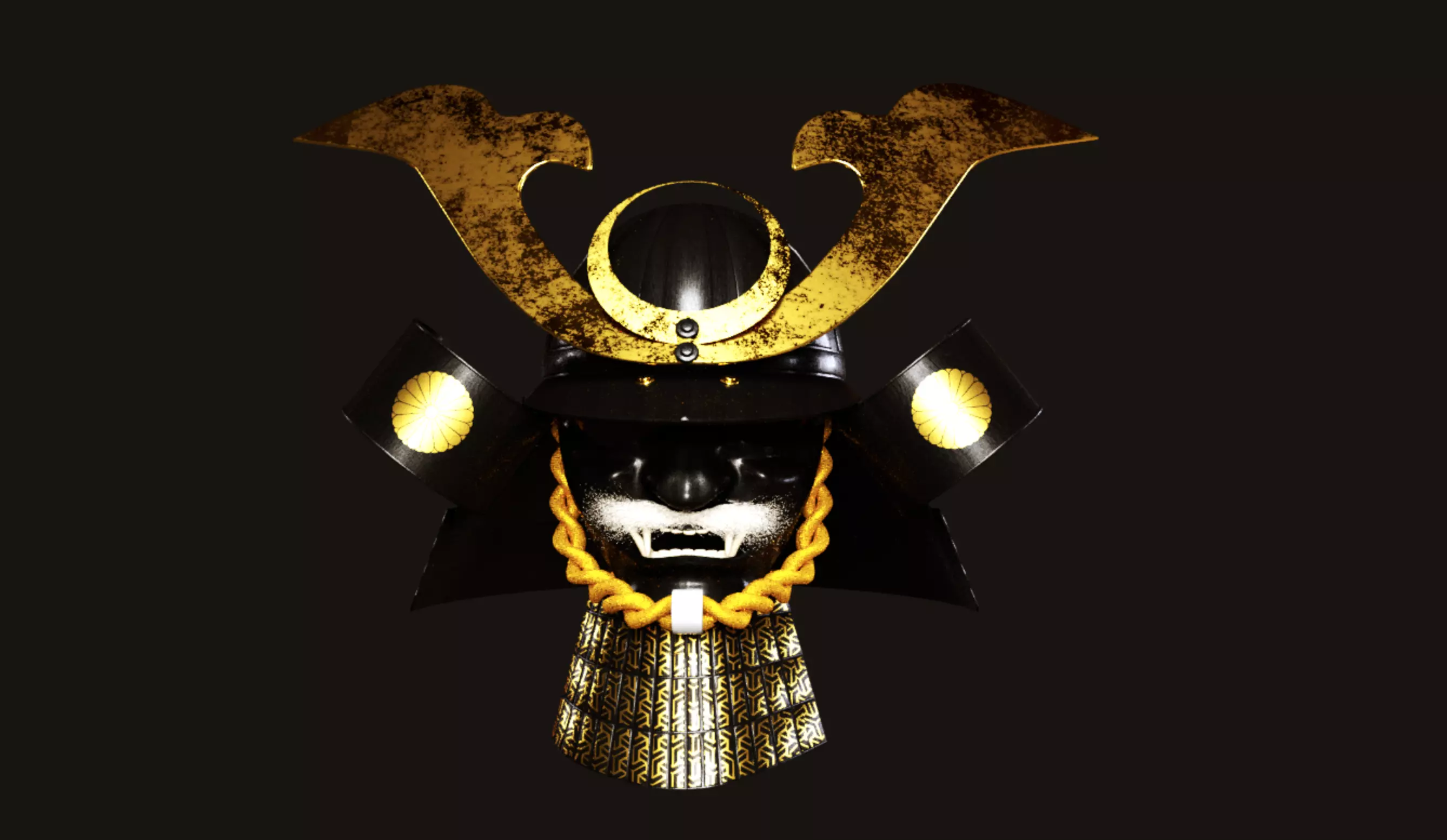Japanese samurai helmet 3D model_0