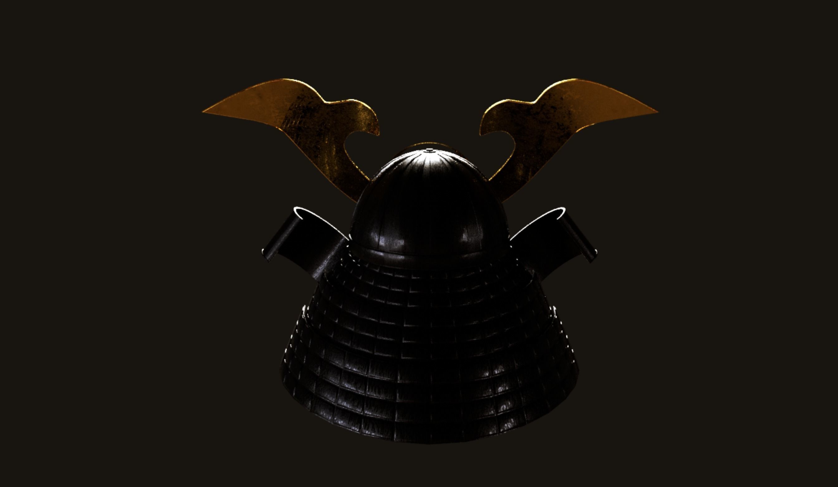 Japanese samurai helmet 3D model_3