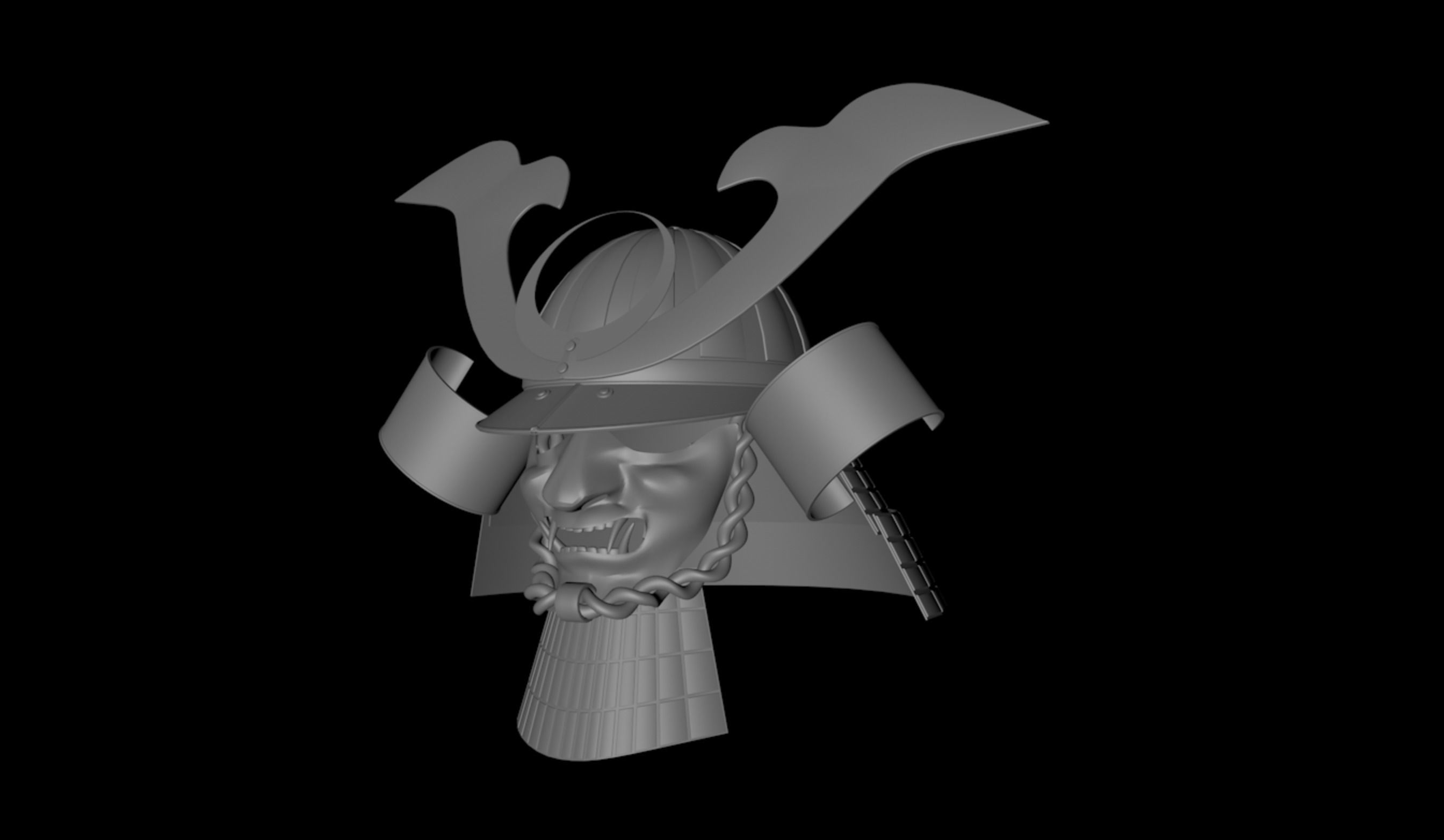 Japanese samurai helmet 3D model_4