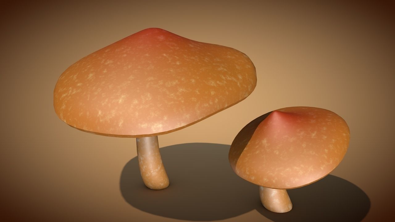Mushroom 2 two mushrooms Low-poly 3D model_4