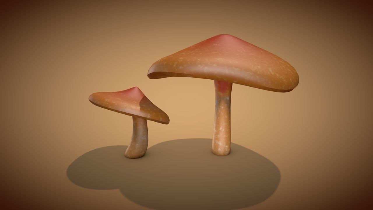 Mushroom 2 two mushrooms Low-poly 3D model_6