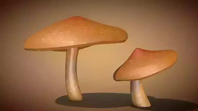 Mushroom 2 two mushrooms Low-poly 3D model