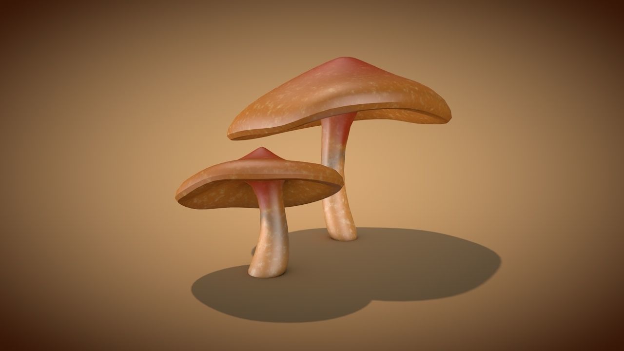 Mushroom 2 two mushrooms Low-poly 3D model_5
