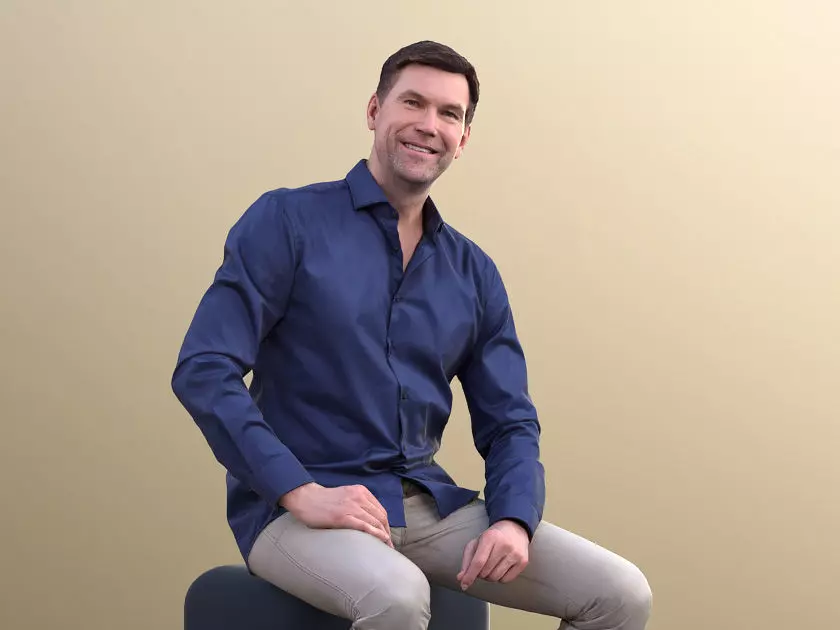 Lars 10963 - Sitting Smart Casual Guy Low-poly 3D model