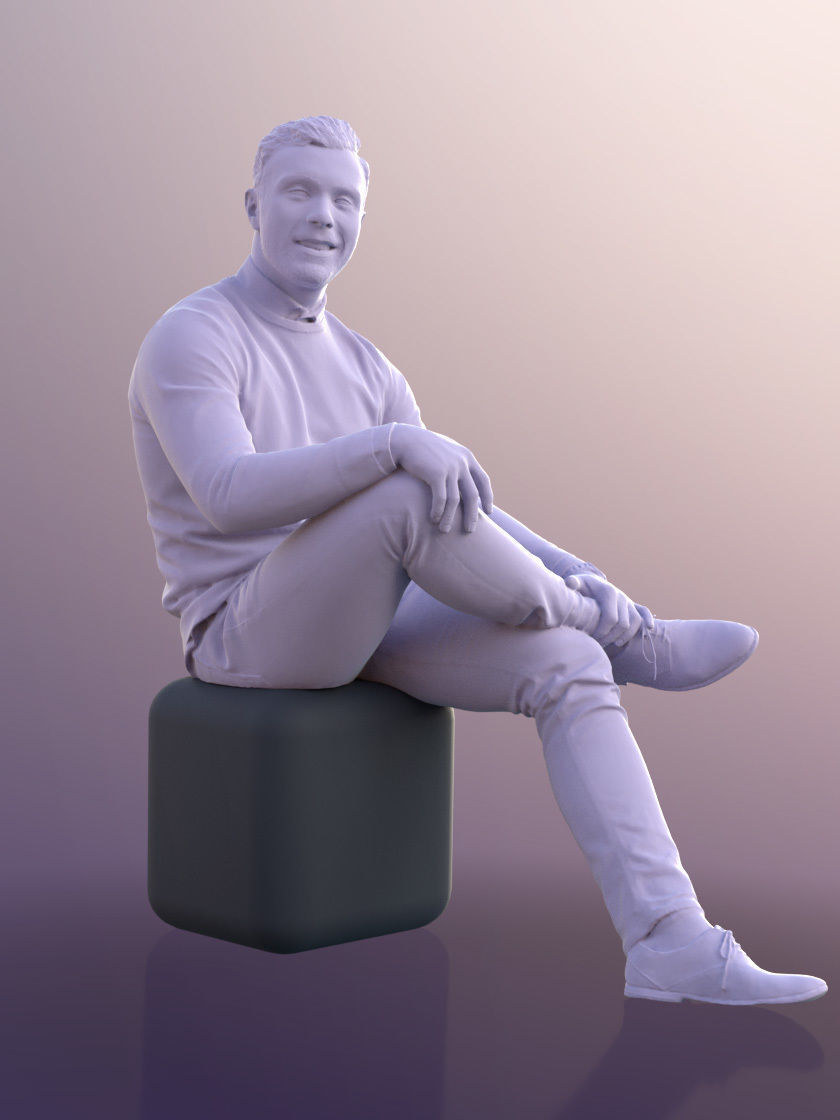 Robb 10945 - Smart Casual Guy Sitting  Low-poly 3D model_3