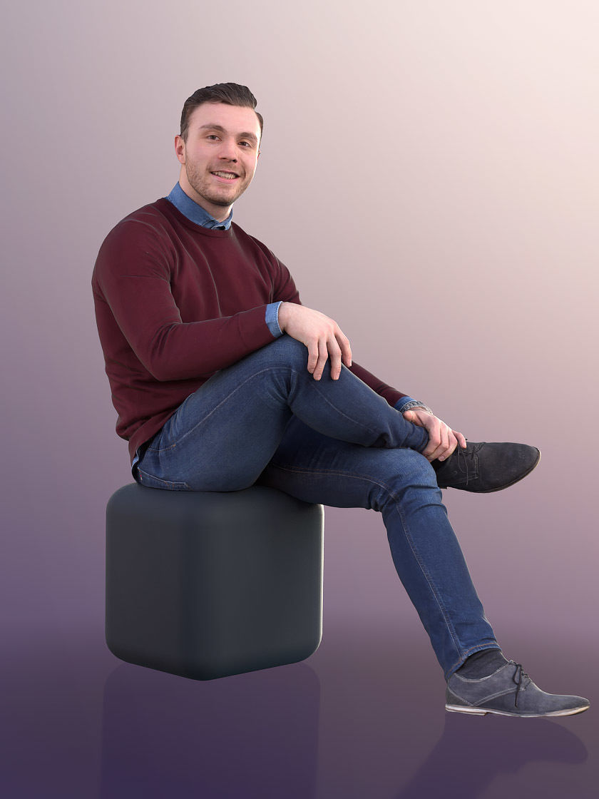 Robb 10945 - Smart Casual Guy Sitting  Low-poly 3D model_1