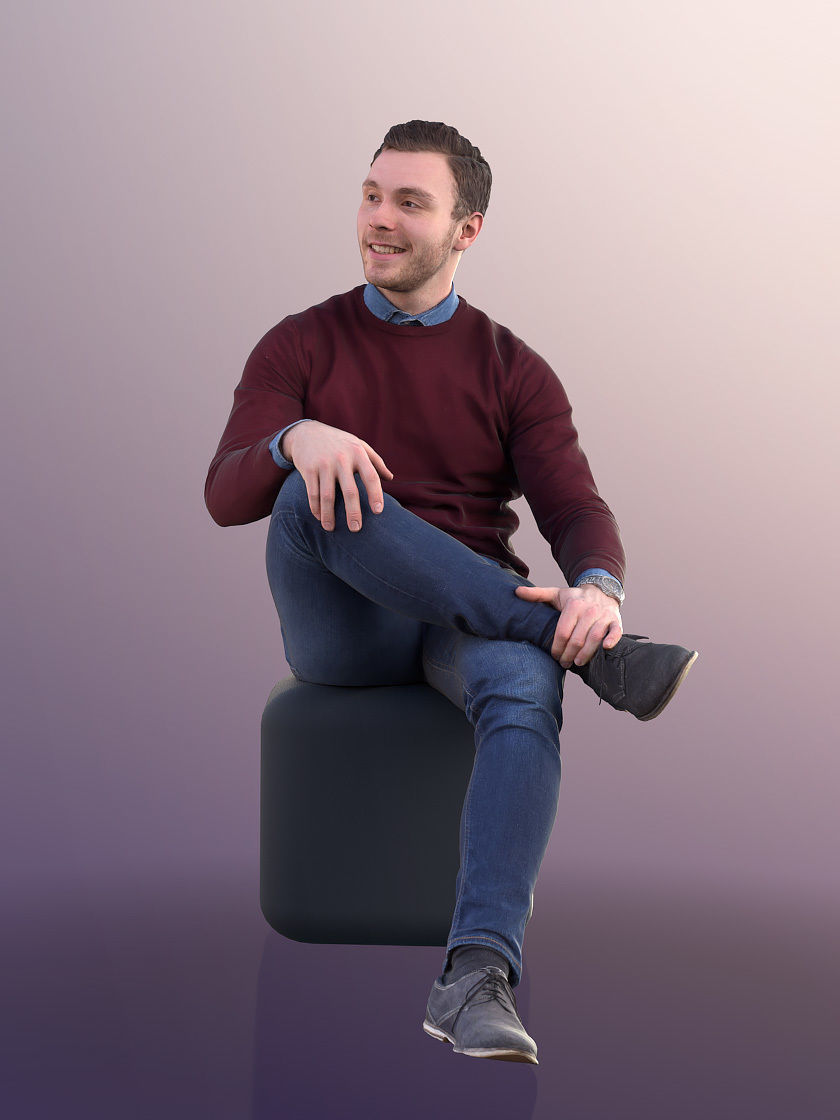 Robb 10945 - Smart Casual Guy Sitting  Low-poly 3D model_2