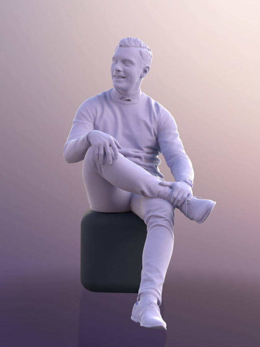 Robb 10945 - Smart Casual Guy Sitting  Low-poly 3D model_4