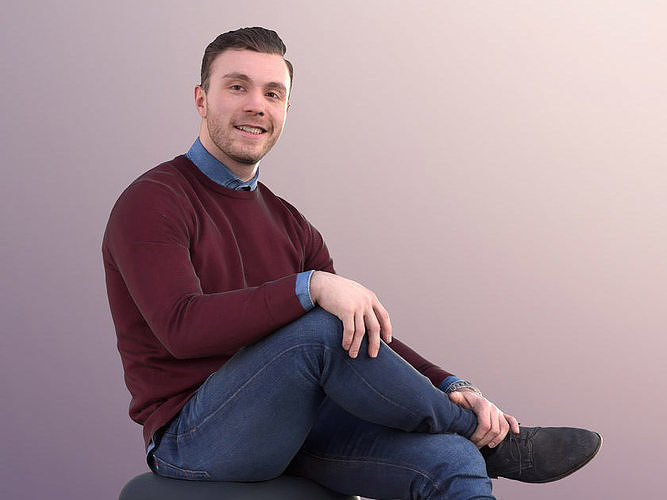 Robb 10945 - Smart Casual Guy Sitting  Low-poly 3D model