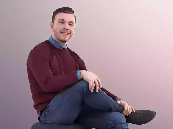 Robb 10945 - Smart Casual Guy Sitting  Low-poly 3D model