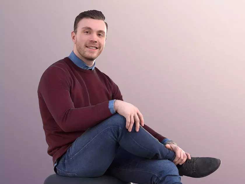 Robb 10945 - Smart Casual Guy Sitting  Low-poly 3D model_0