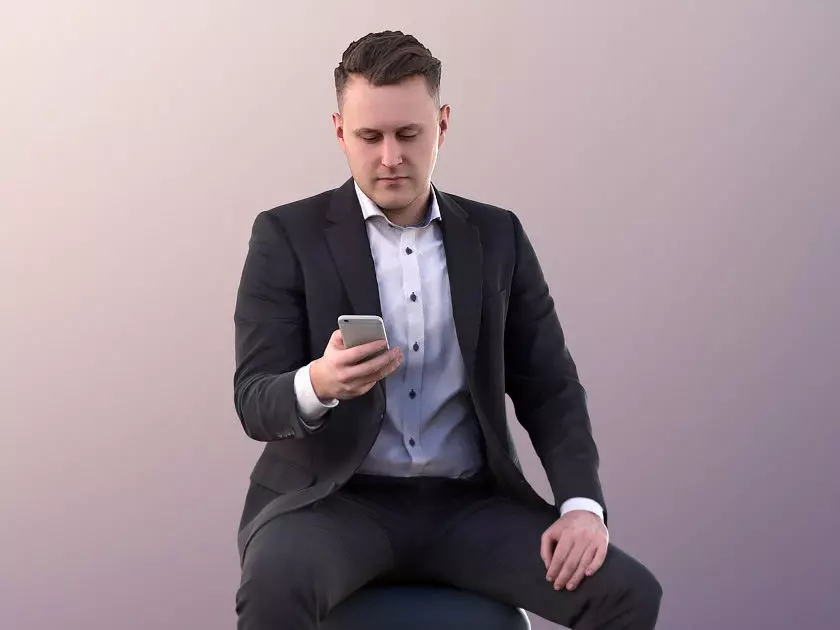 Henry 10941 - Sitting Guy in Suit Low-poly 3D model_0