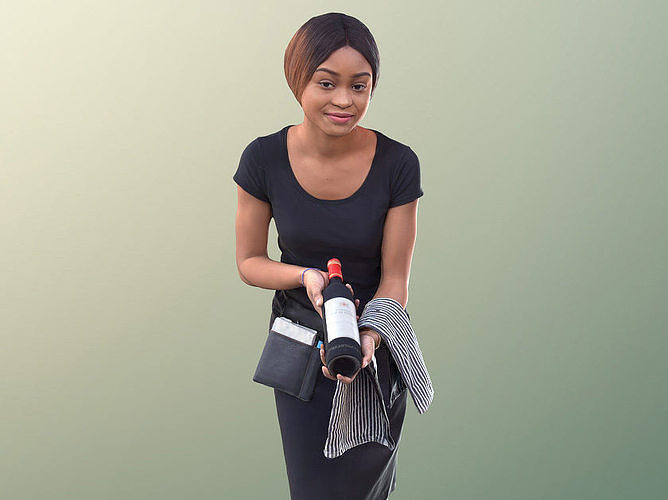 Iona 10933 - Waitress Presenting Bottle Low-poly 3D model