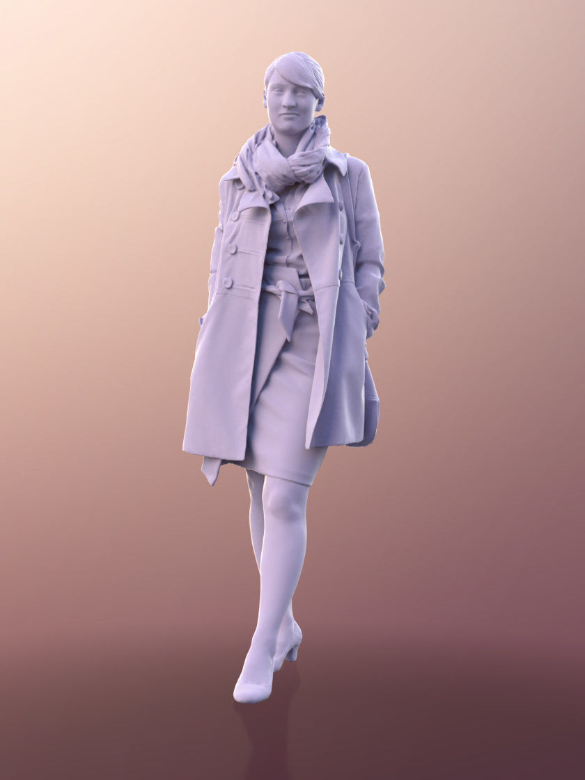 Svenja 10761 - Business Woman Walking Outdoors Low-poly 3D model_2