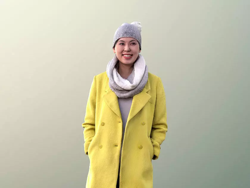 Bao 10097 - Woman in Coat Waiting Low-poly 3D model_0