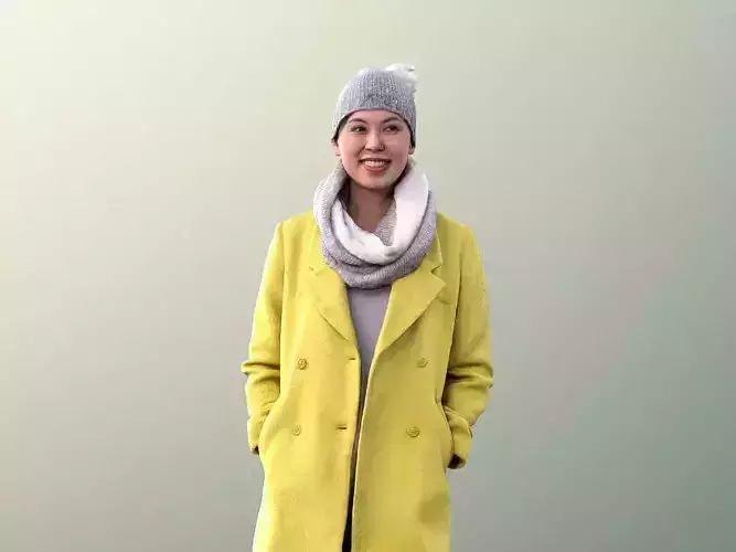 Bao 10097 - Woman in Coat Waiting Low-poly 3D model