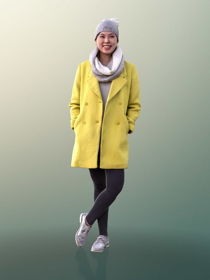 Bao 10097 - Woman in Coat Waiting Low-poly 3D model_1