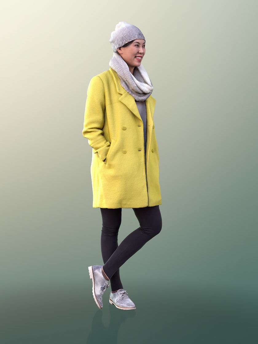Bao 10097 - Woman in Coat Waiting Low-poly 3D model_2