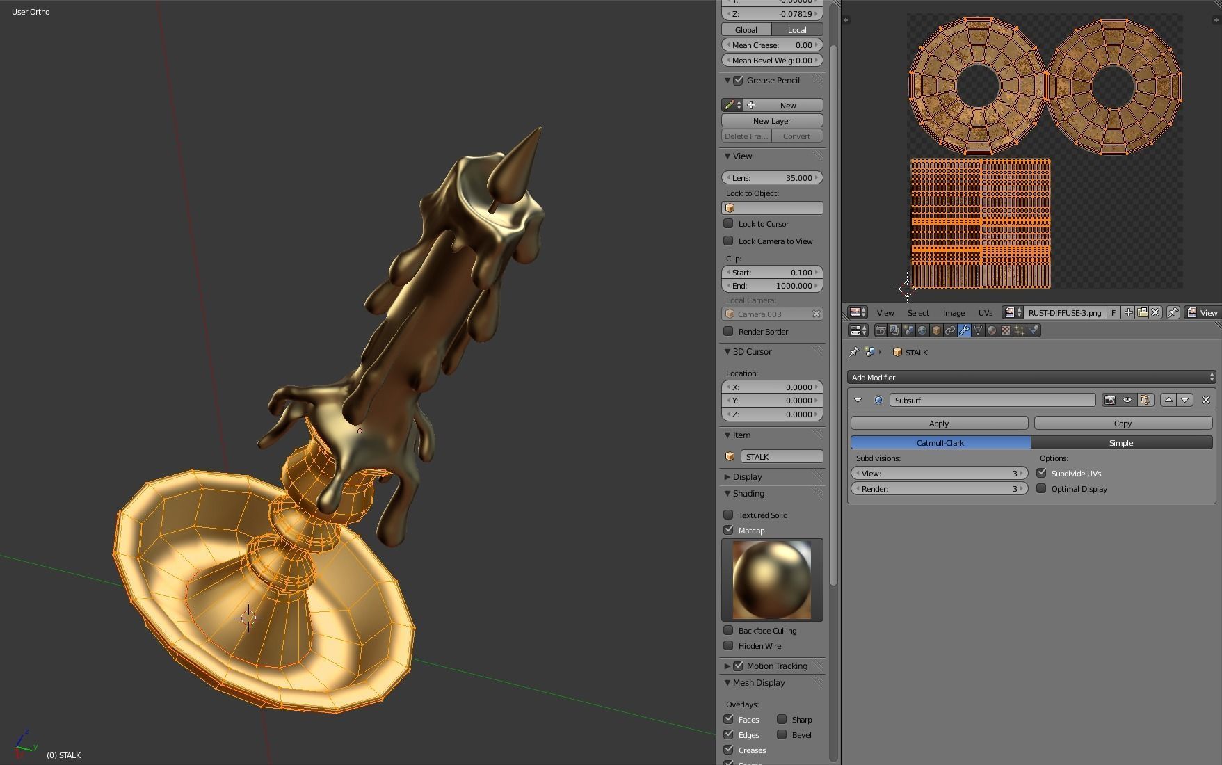 Candle with melted wax on top 3D model_14