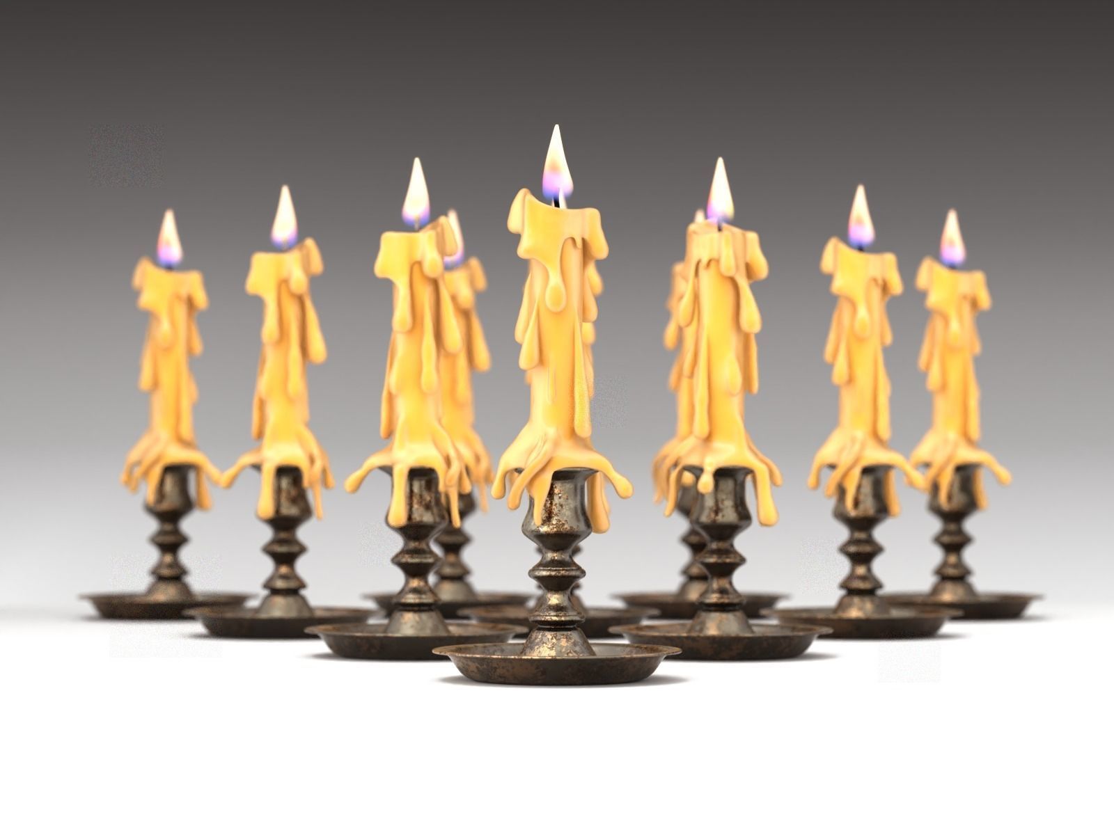 Candle with melted wax on top 3D model_7