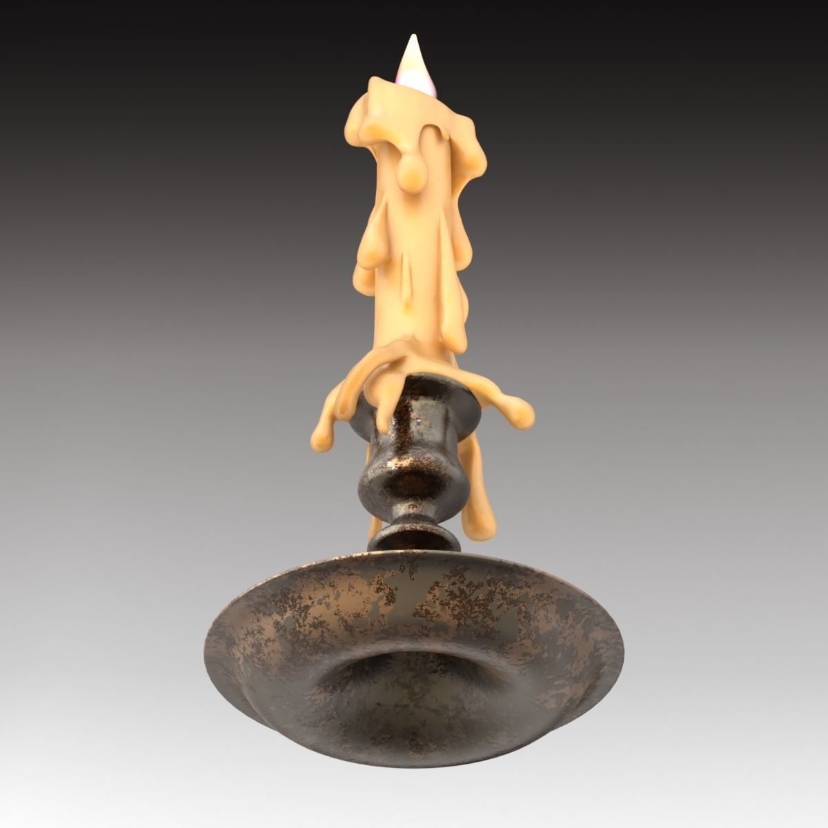 Candle with melted wax on top 3D model_5