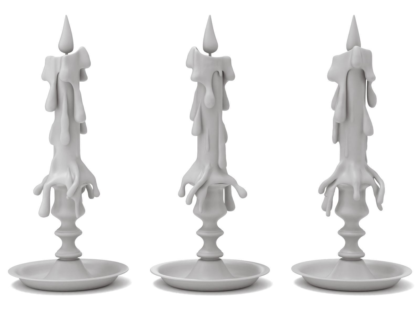 Candle with melted wax on top 3D model_10