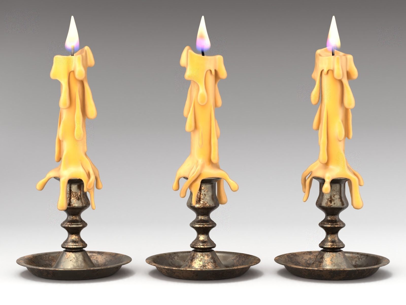 Candle with melted wax on top 3D model_6