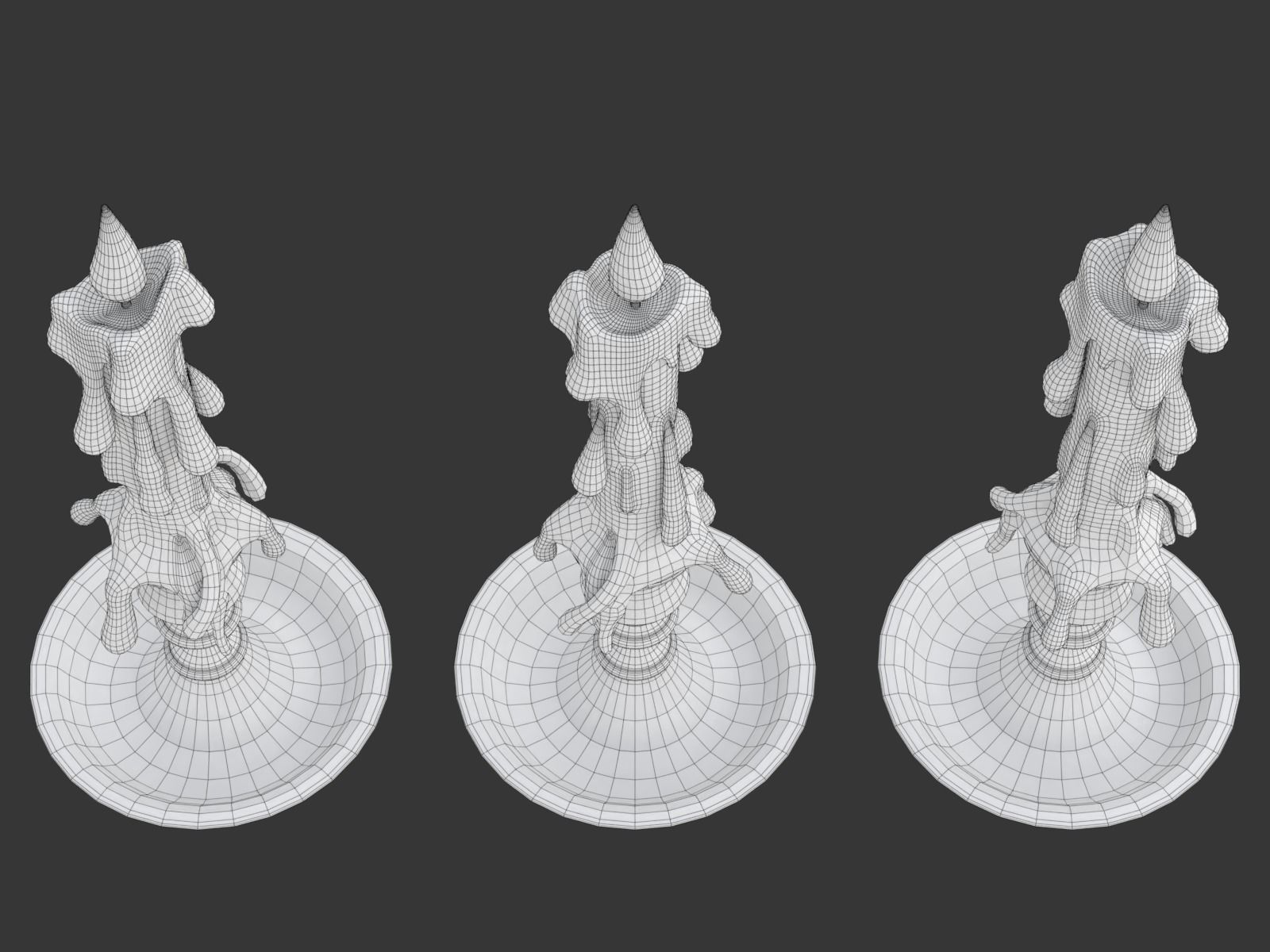 Candle with melted wax on top 3D model_19