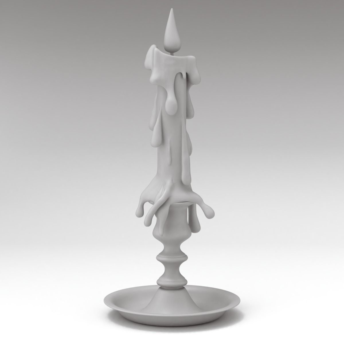 Candle with melted wax on top 3D model_9