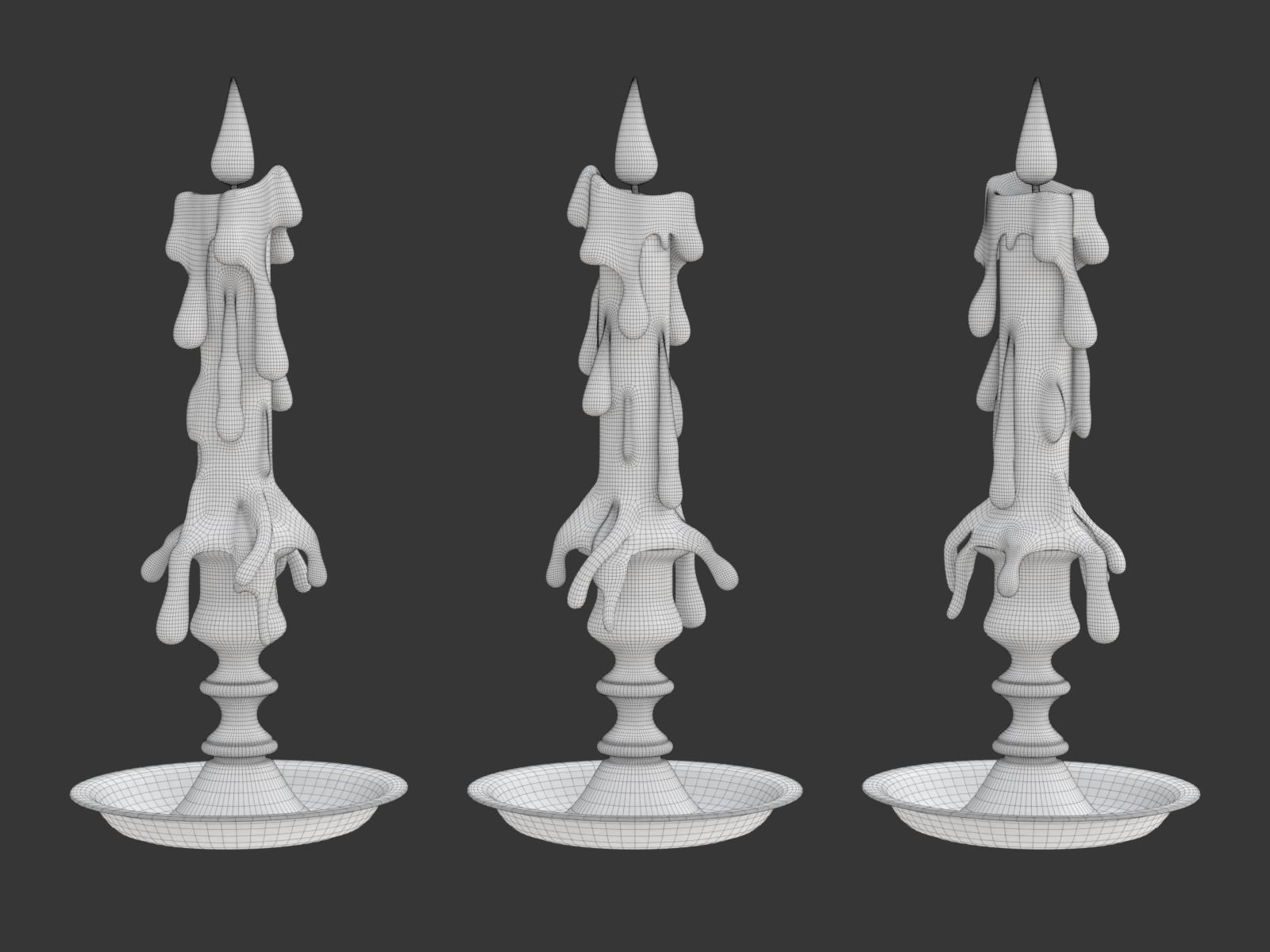 Candle with melted wax on top 3D model_20