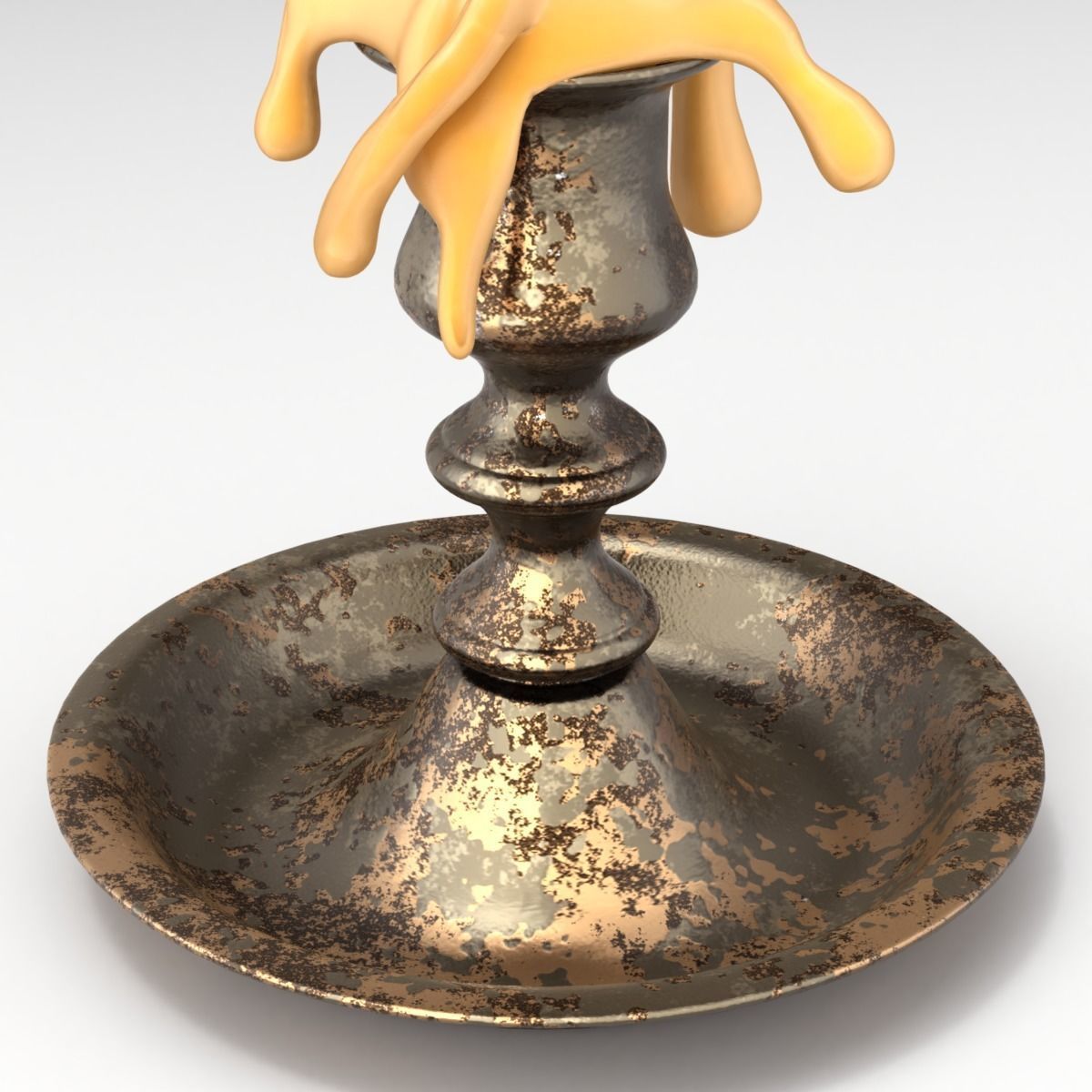 Candle with melted wax on top 3D model_2