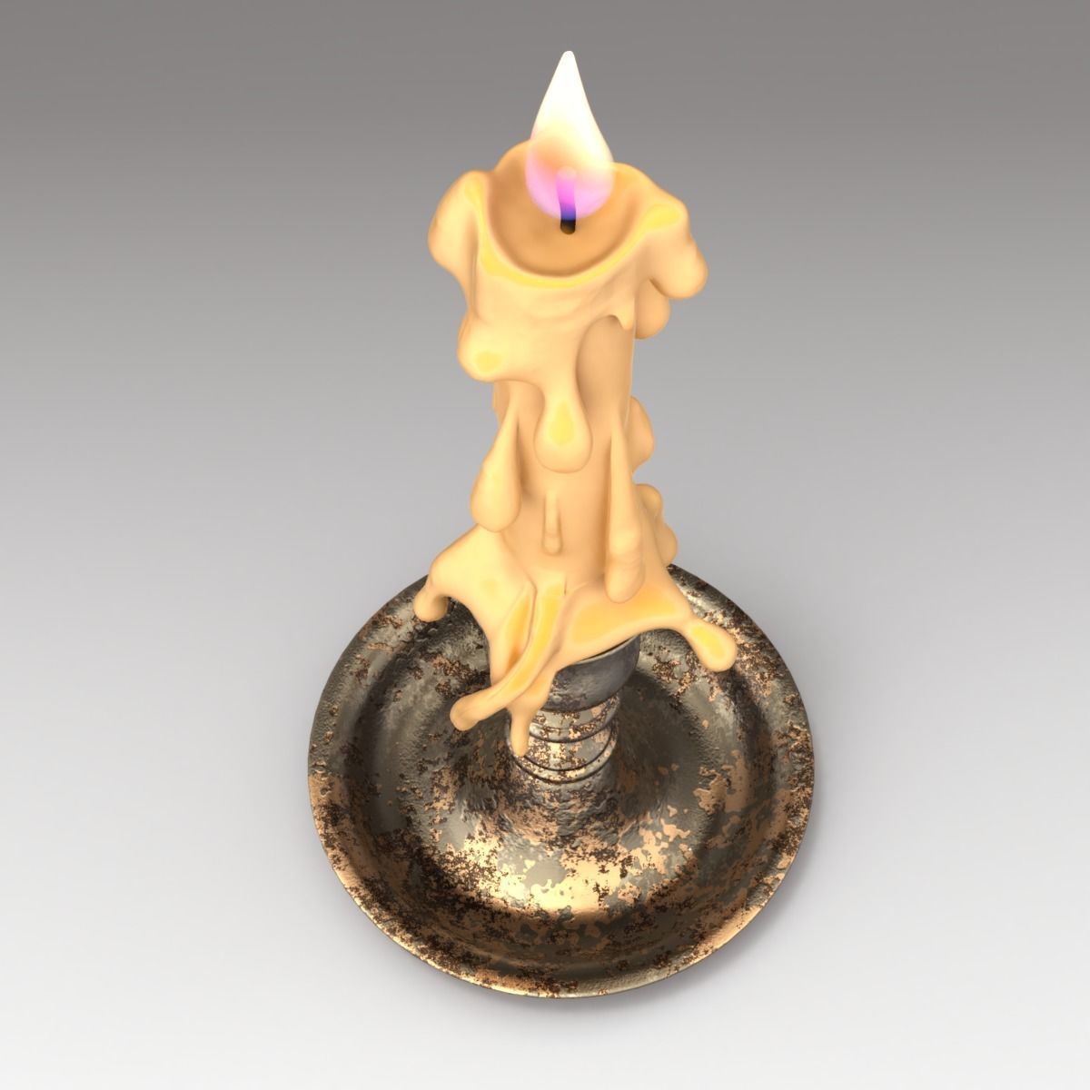 Candle with melted wax on top 3D model_4