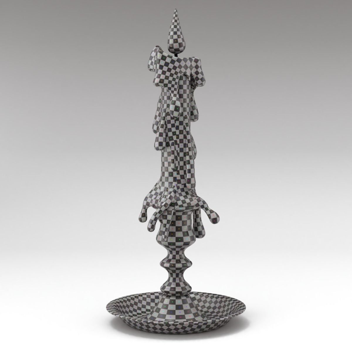 Candle with melted wax on top 3D model_8