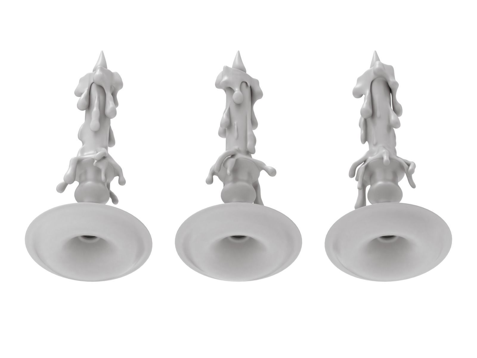 Candle with melted wax on top 3D model_12