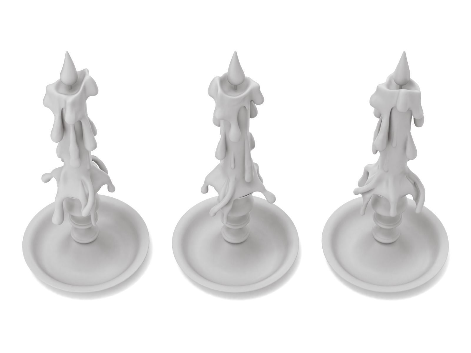 Candle with melted wax on top 3D model_11