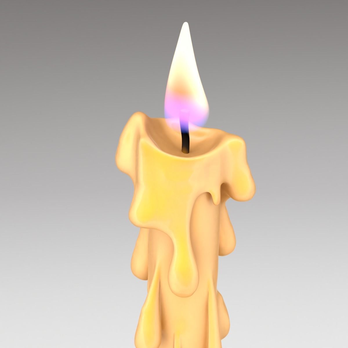 Candle with melted wax on top 3D model_3
