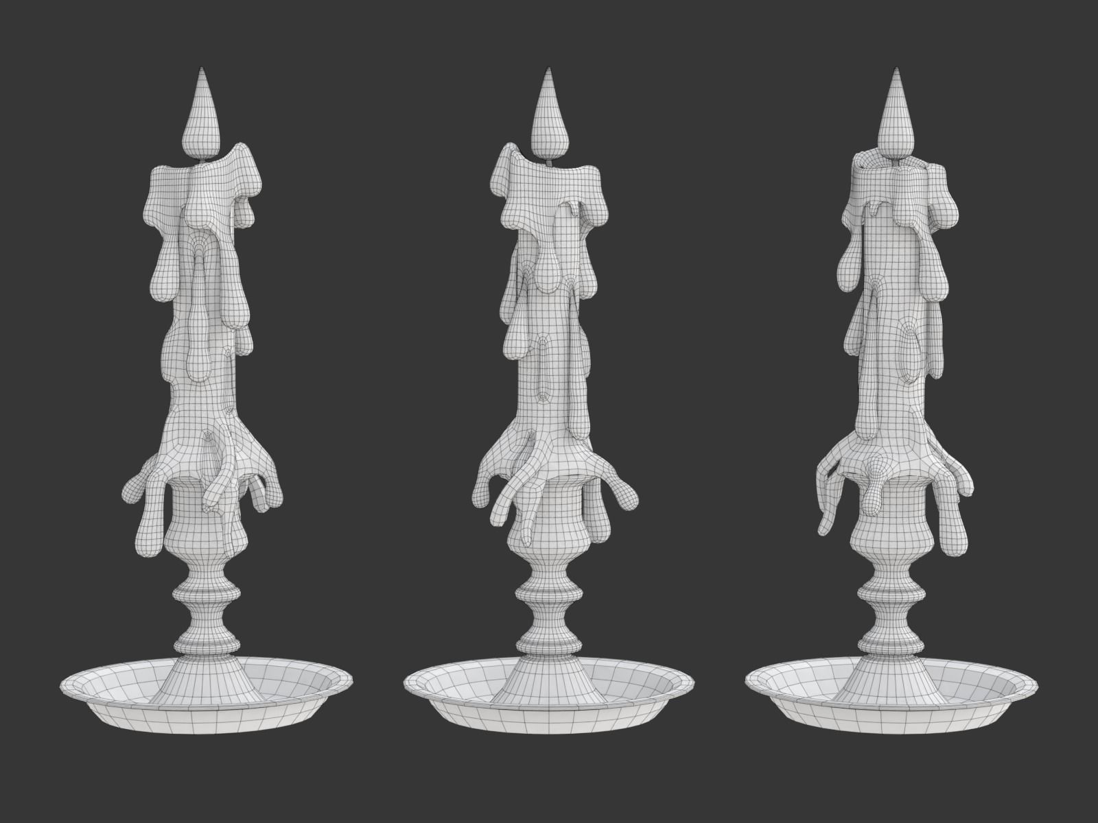 Candle with melted wax on top 3D model_17