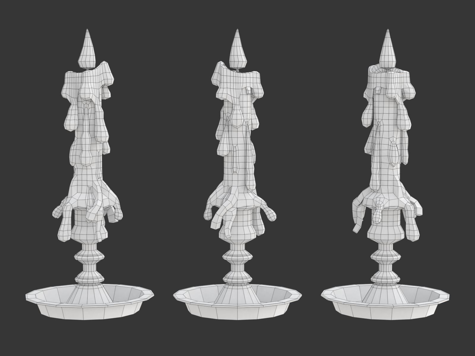 Candle with melted wax on top 3D model_16