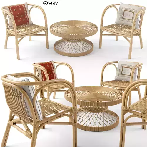 Rattan Table And Chair Set 2