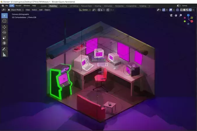 Nerd Room Low-poly 3D model