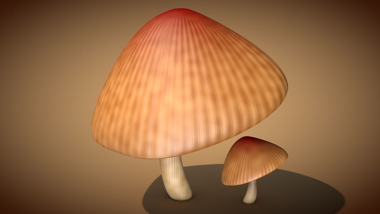Mushroom 3 two mushrooms Low-poly 3D model_4