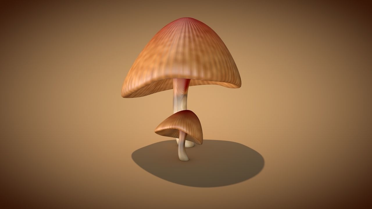Mushroom 3 two mushrooms Low-poly 3D model_5