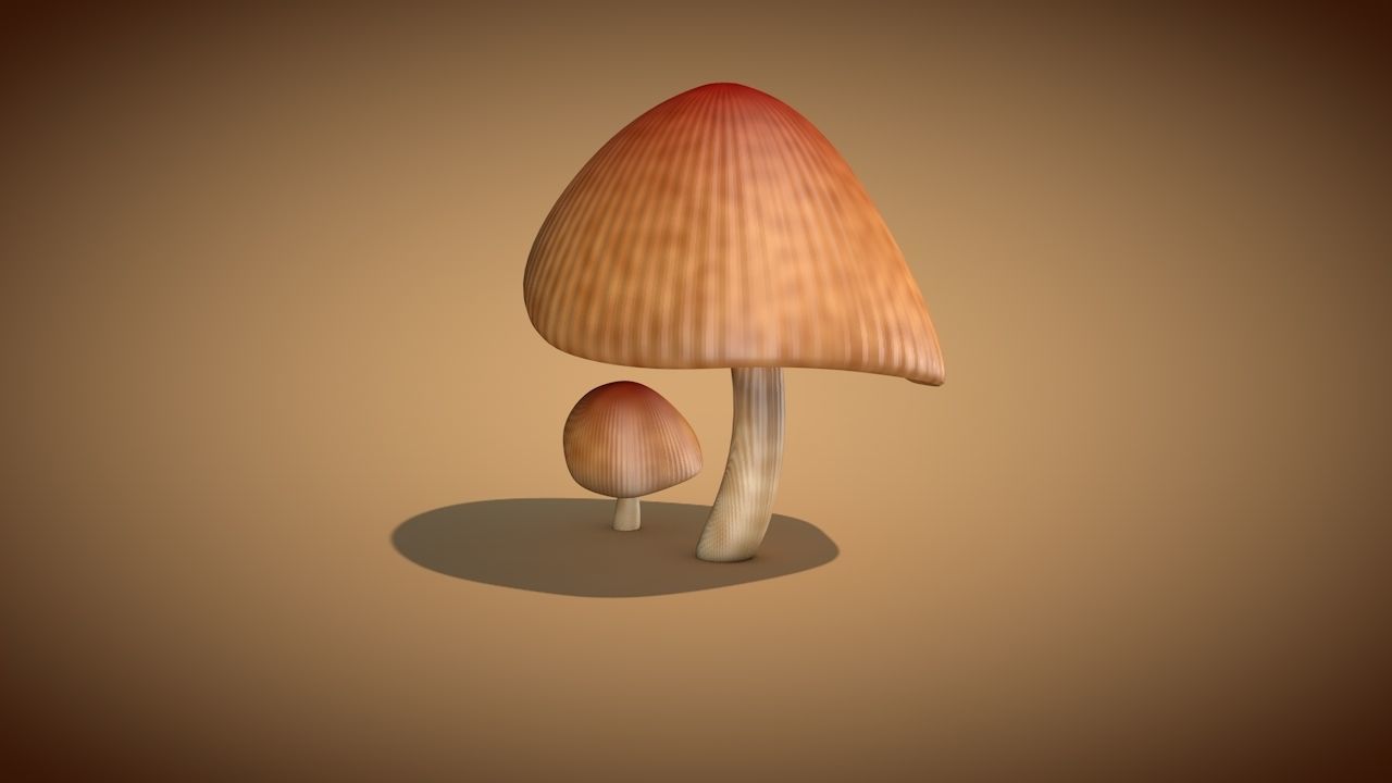 Mushroom 3 two mushrooms Low-poly 3D model_7
