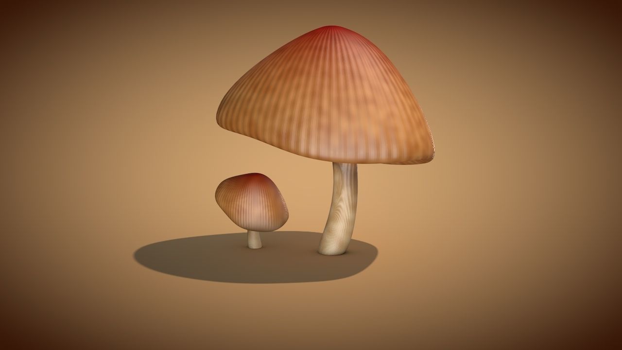 Mushroom 3 two mushrooms Low-poly 3D model_6