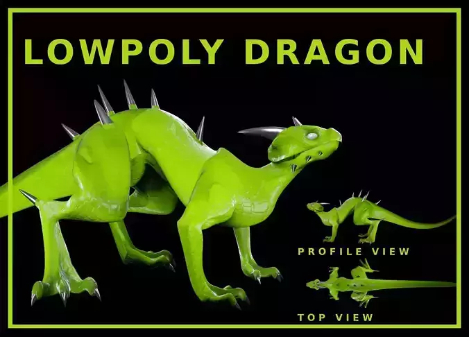 Lowpoly Rigged Lizard-Dragon Low-poly 3D model